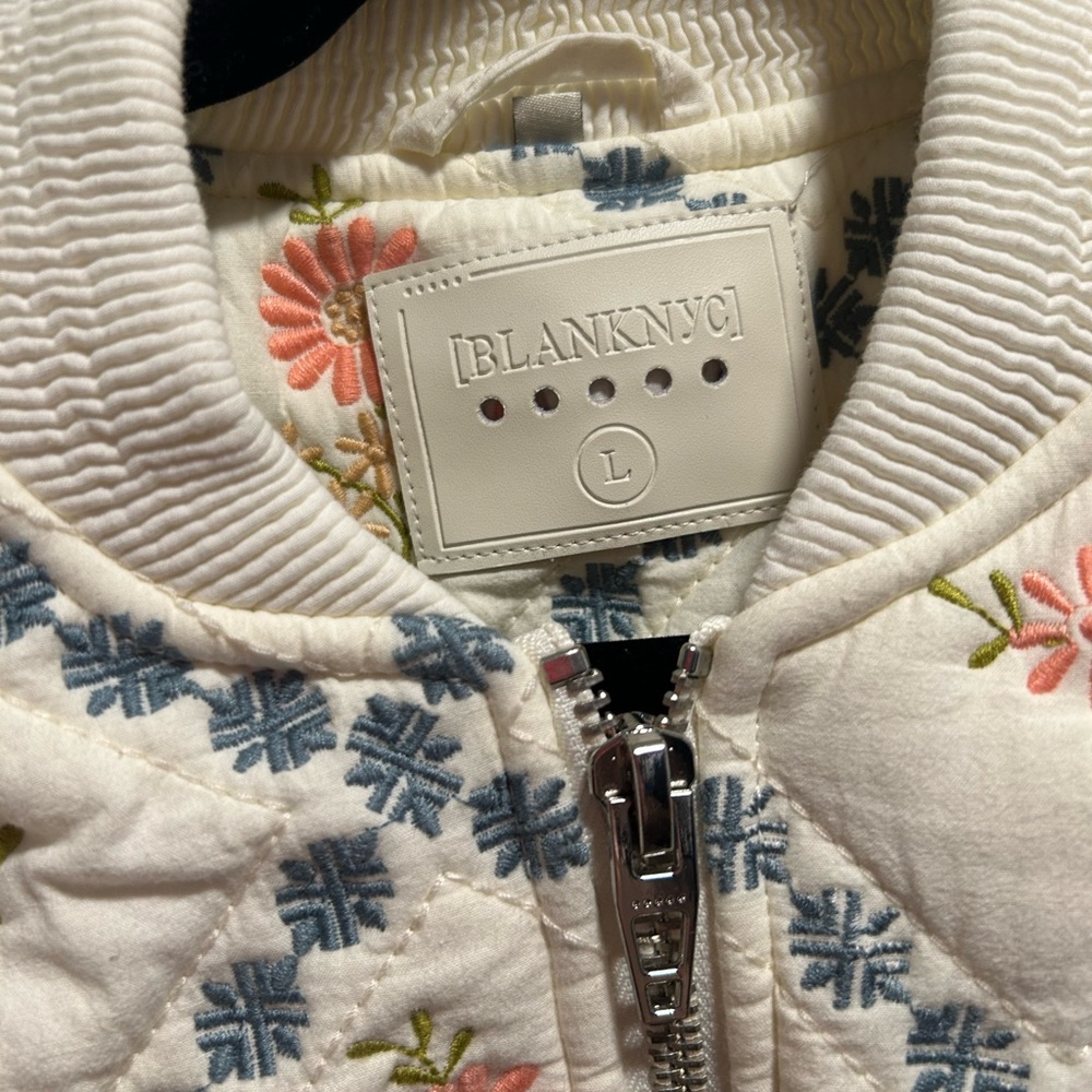 Blank NYC Cream Floral Embroidered Bomber Jacket - Picture 2 of 4